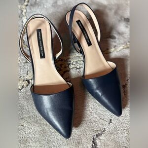 French Connection Brenna Slingback Pump Heels Dark Blue Pointed - Women’s Size 8